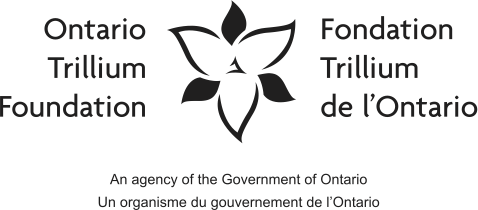 Ontario Trillium Foundation next to stylized black and white trillium flower