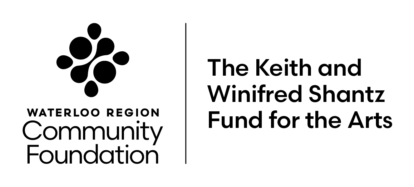Waterloo Region Community Foundation logo of several dots in a square diamond with adjacent text of The Keith and Winifred Shantz Fund for the Arts